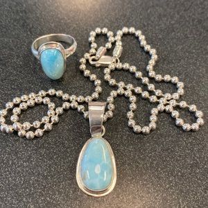 larimar ring 925 sterling silver